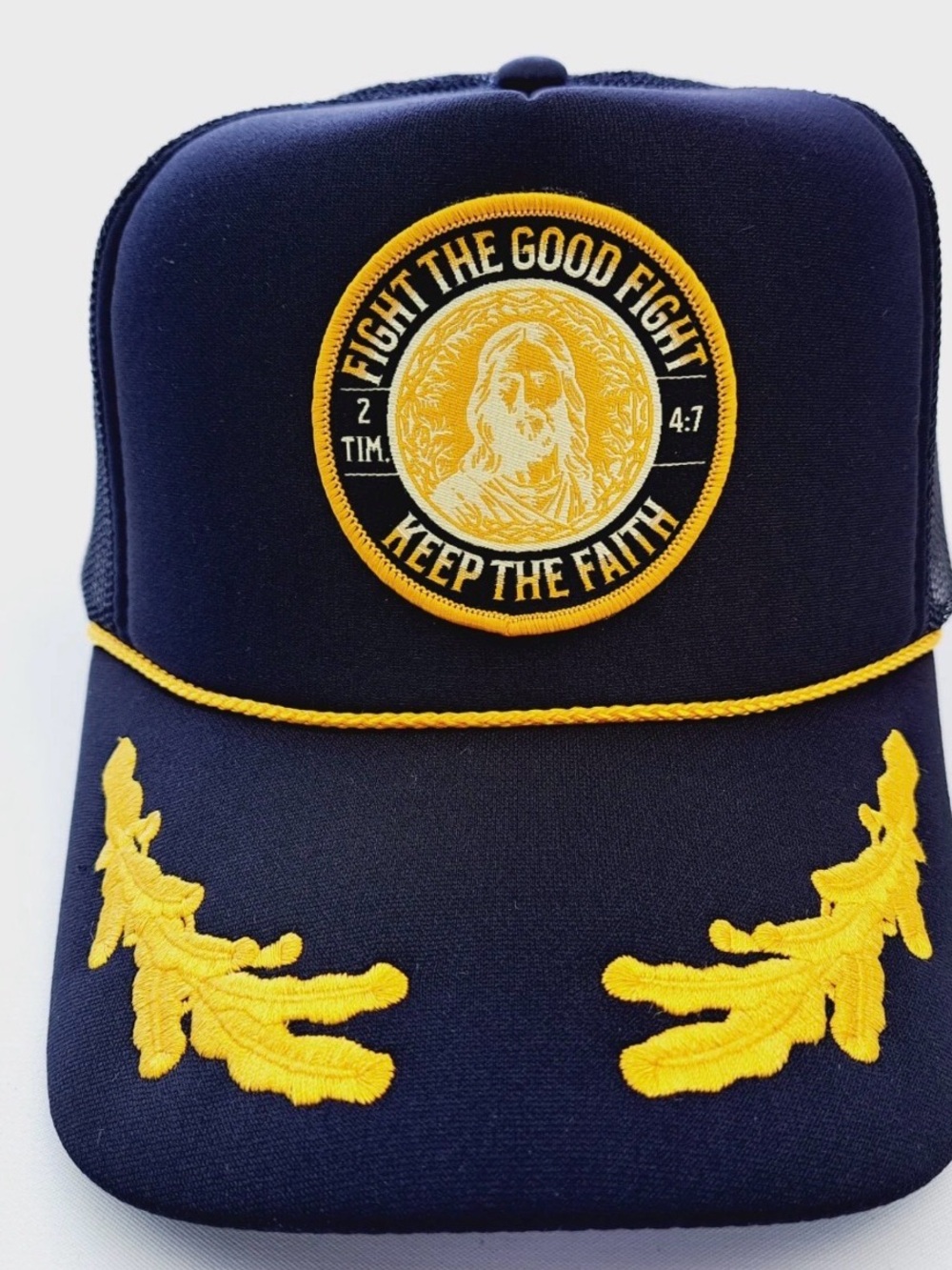 Christian Jesus Christ Embroidered Patch FoamTrucker Cap Hat Mesh Snapback Black